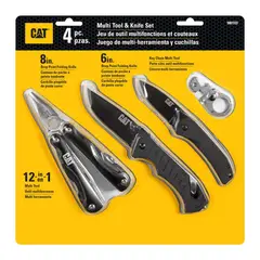 CAT - JUEGO DE CUCHILLOS Y HERRAMIENTAS MÚLTIPLES DE 4 PIEZAS 980103 - Negro