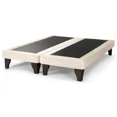 GENERICO - Base de Cama Europea Felpa Beige 2 Plazas