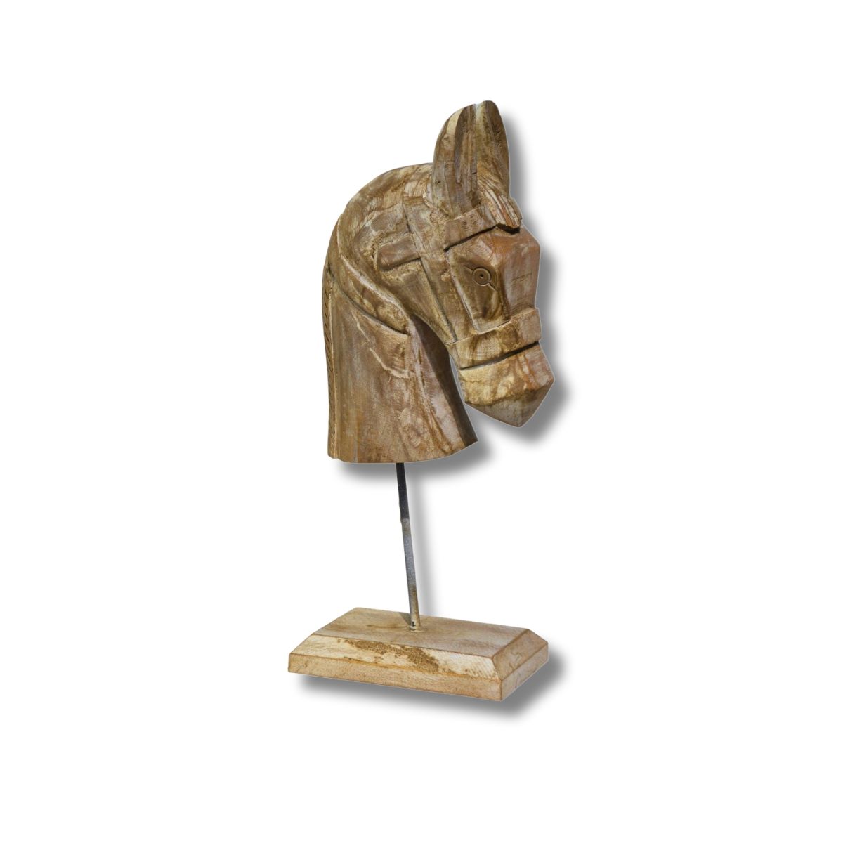 NECTAR - Escultura cabeza de caballo tallada en madera teca