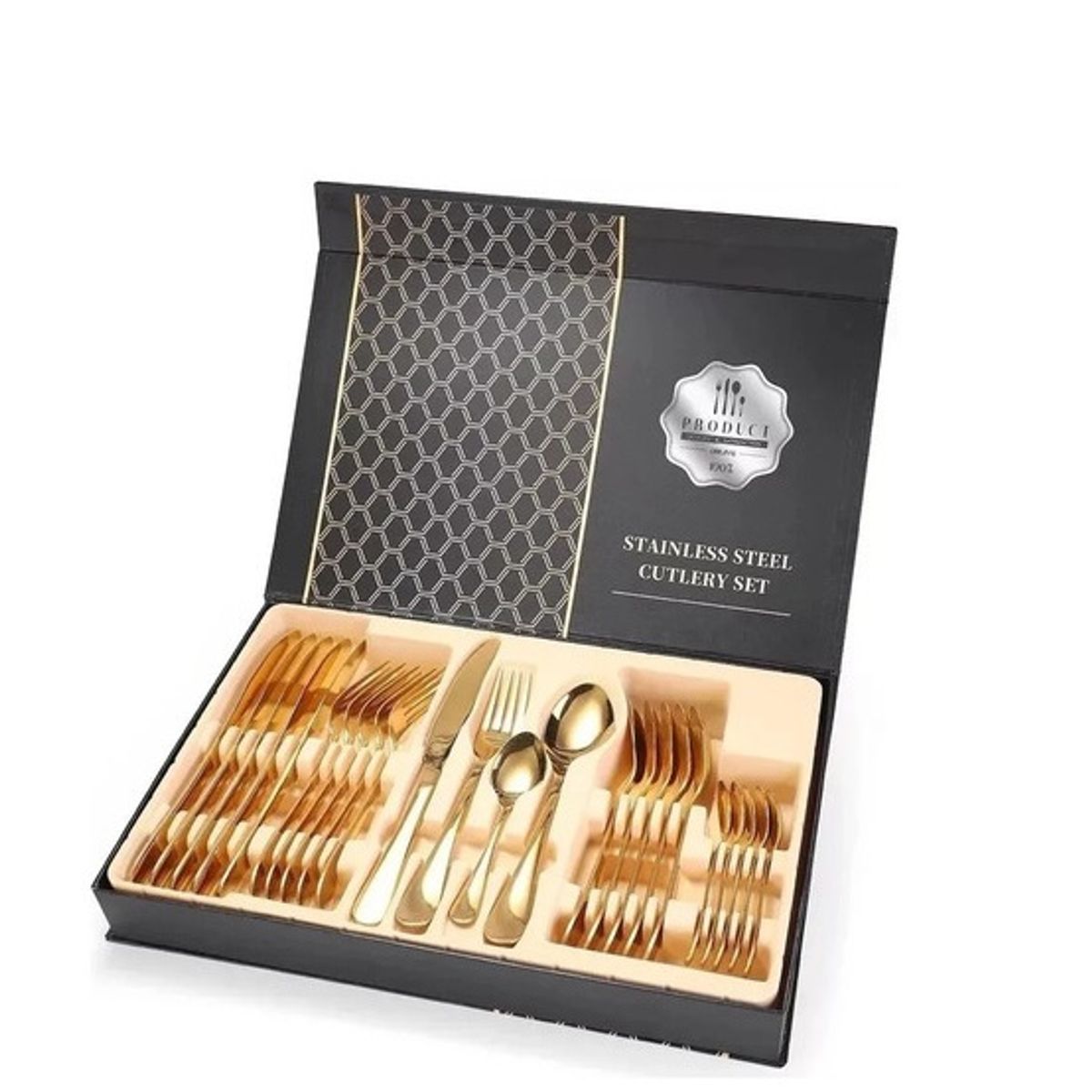 GENERICO - Set De Cubiertos Servicios 24pcs Acero Inoxidables maleta negra