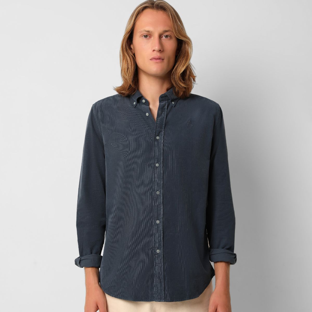 SCALPERS - Camisa Pana Cotelé Cuello Con Botones Blue