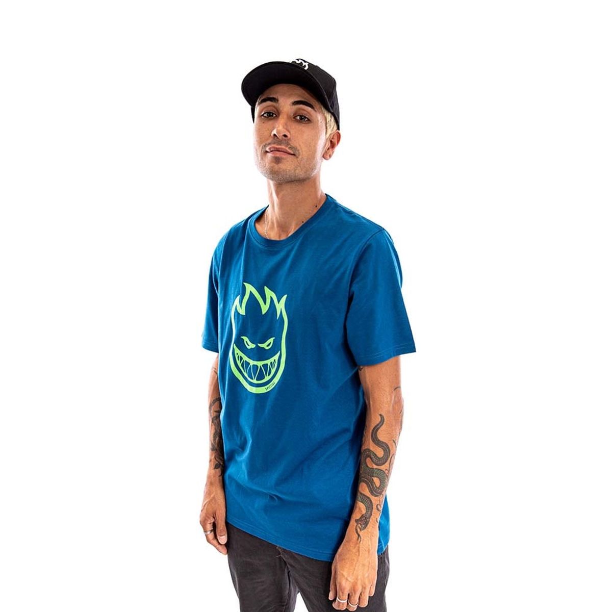 SPITFIRE - Polera Manga Corta Bighead Hombre Azul 2023 Spitfire