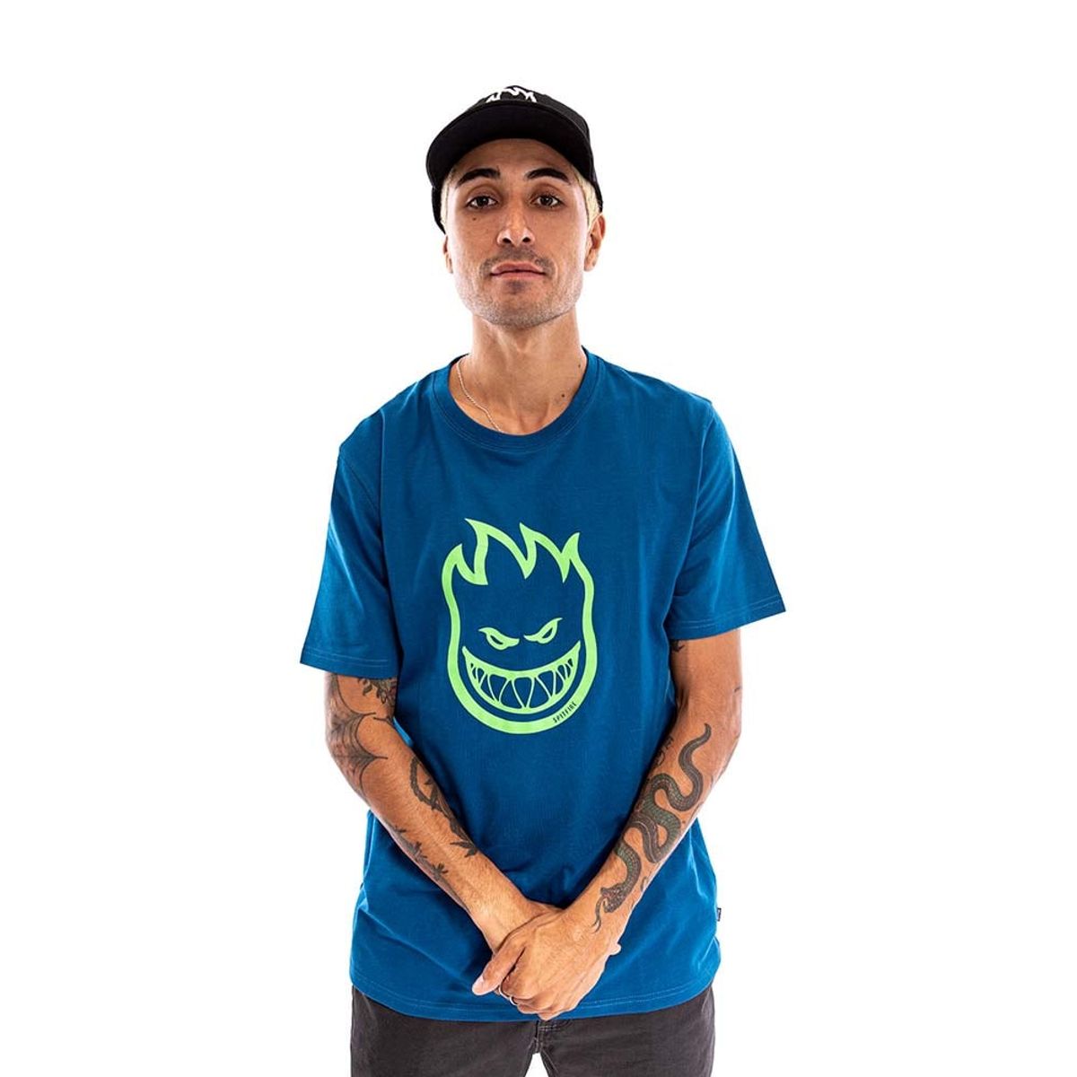 SPITFIRE - Polera Manga Corta Bighead Hombre Azul 2023 Spitfire