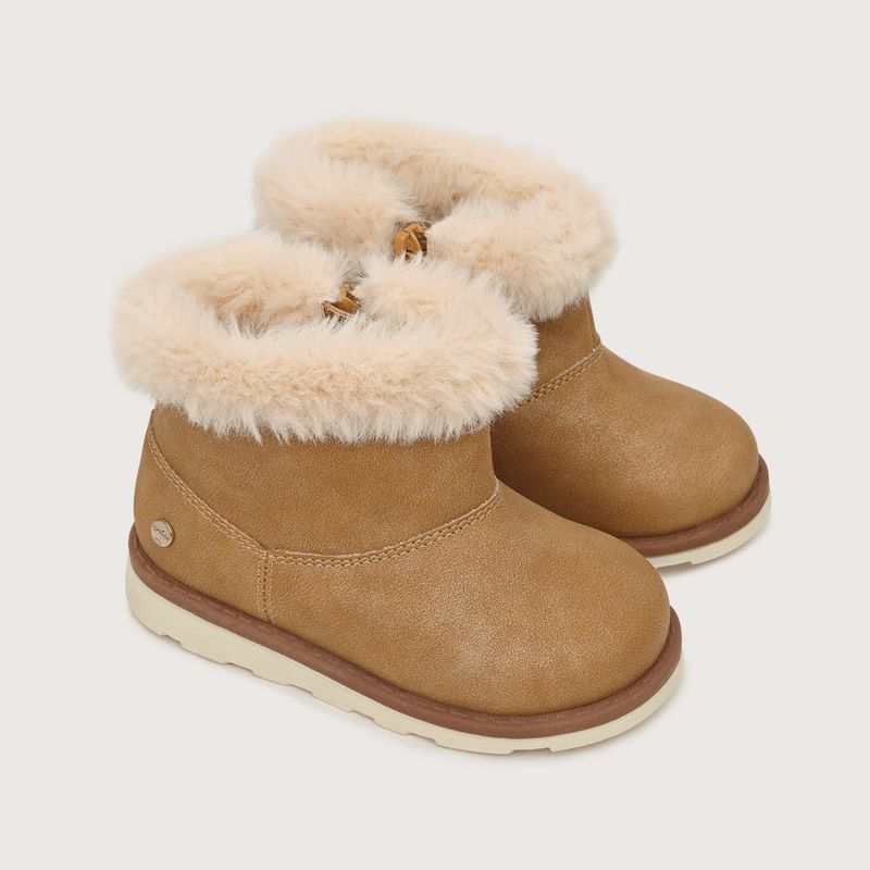 OPALINE - Bota de niña interior con pelos camel 18 a 21