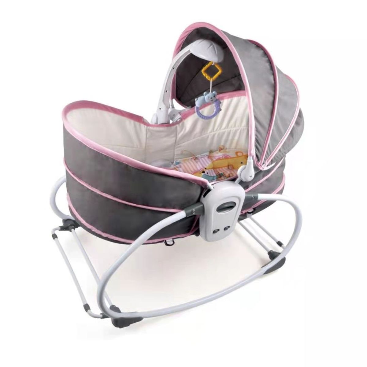 LUBABYCAS - Cuna Moisés 5 En 1 Vibración Mosquitero Lubabycas Rosada