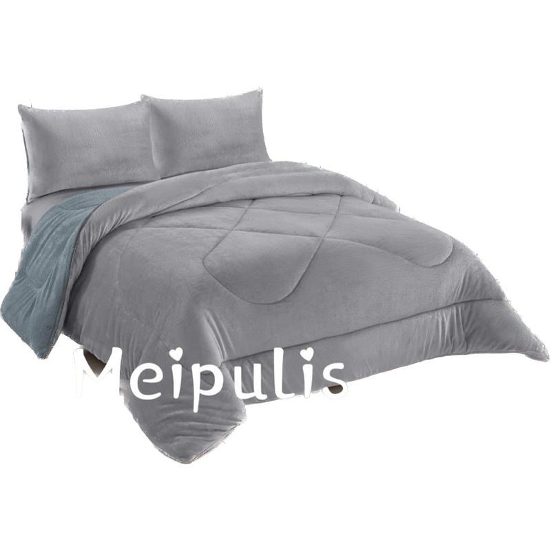 GENERICO - Cubrecama de Invierno Plush con Chiporro 2 P Gris