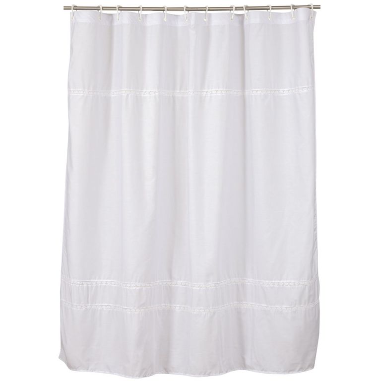 CORTINA DE BANO MEDIDA ESPECIAL COLOR BLANCO BOLILLO 200 x 200 CMS