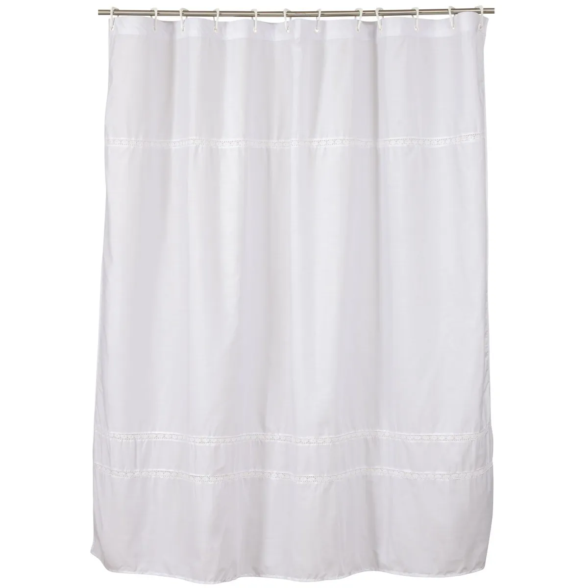 GENTILE - CORTINA DE BAÑO MEDIDA ESPECIAL COLOR BLANCO BOLILLO 200 x 200 CMS