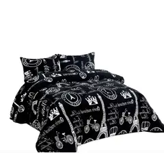 GENERICO - Cubrecama de Invierno Plush con Chiporro 2 P Negro Torre Eiffel
