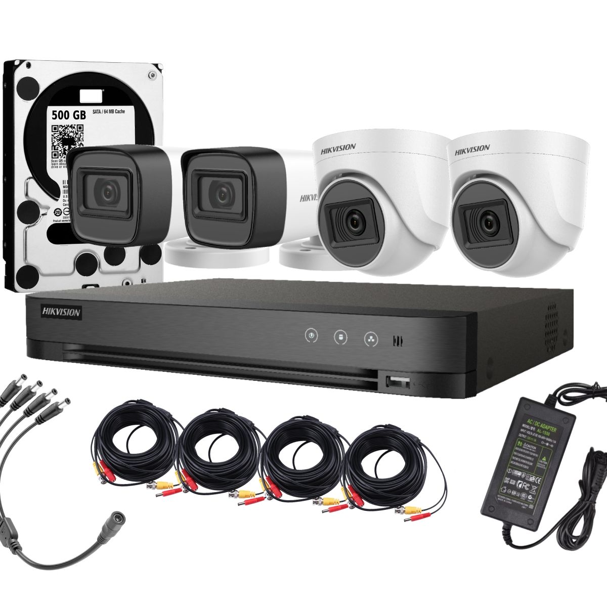 HIKVISION - Kit 4 Camaras Profesional Hikvision Fhd 1080p Lite Dd 500gb
