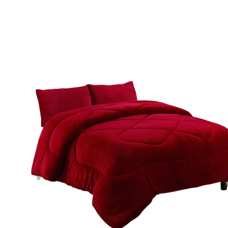 GENERICO - Cubrecama de Invierno Plush con Chiporro 2 P Rojo