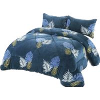 Cubrecama de Invierno Plush con Chiporro 2 P Azul con Hojas