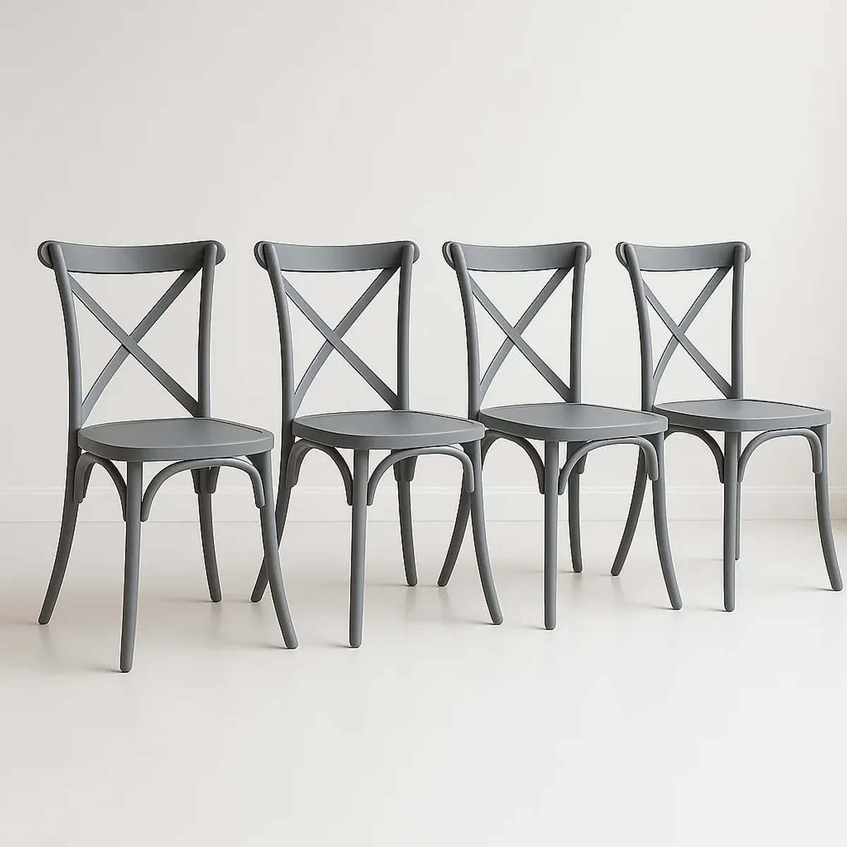 KLIK - Pack 4 Sillas de Terraza o Comedor Crossback Danubio - Gris KLIK