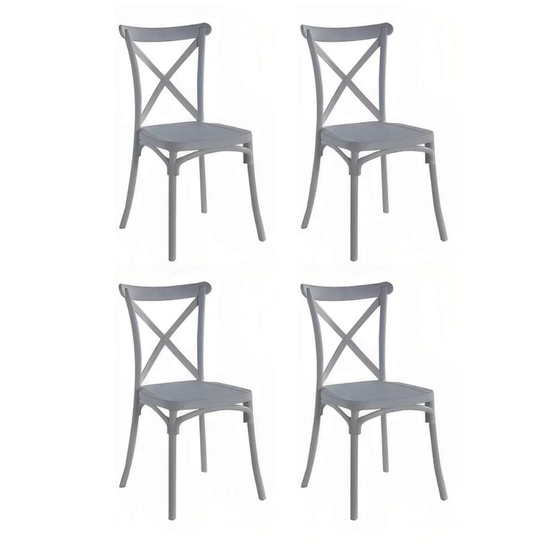 KLIK - Pack 4 Sillas de Terraza o Comedor Crossback Danubio - Gris KLIK