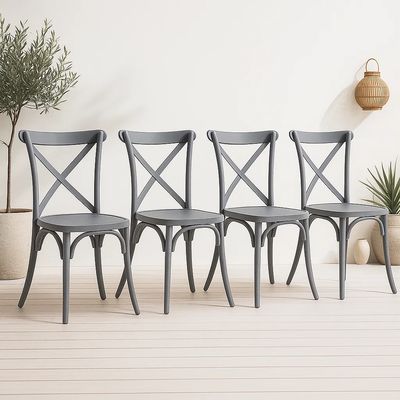 Imagen 2 del producto Pack 4 Sillas de Terraza o Comedor Crossback Danubio - Gris