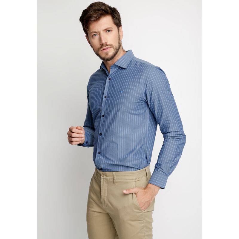 FEROUCH - Camisa Striped Color F Celeste Ferouch