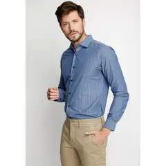 FEROUCH - Camisa Striped Color F Celeste