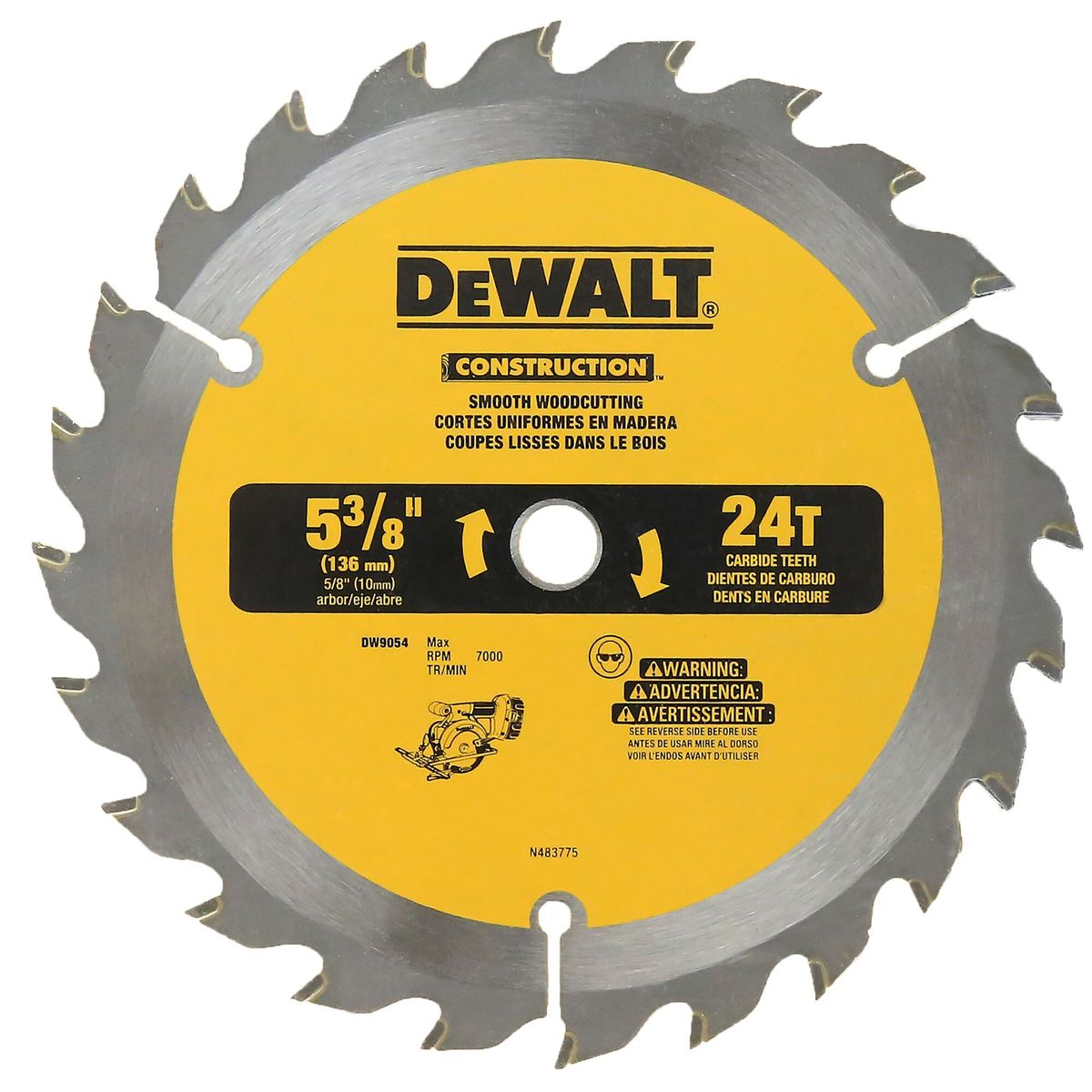 DEWALT - Disco de Sierra 5-3/8" 24 Dientes 10mm DEWALT