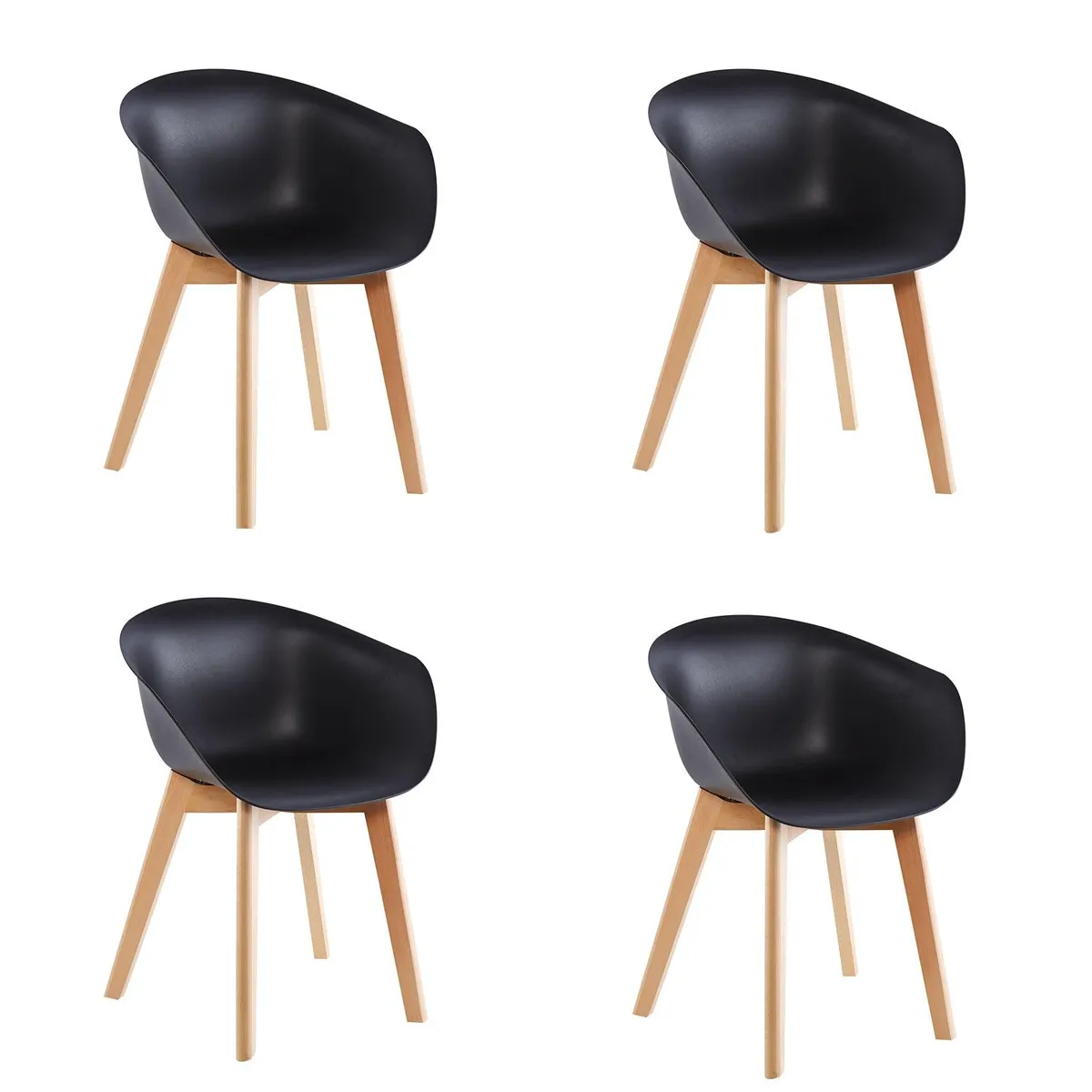 MIDTOWN - Pack x4 Sillas de Comedor con Apoyabrazos Tulip Negra Midtown - Negro