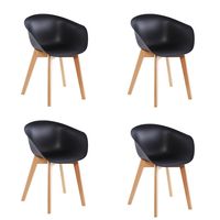 Pack x4 Sillas de Comedor con Apoyabrazos Tulip Negra - Negro