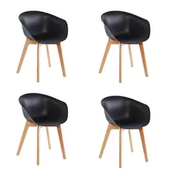 MIDTOWN - Pack x4 Sillas de Comedor con Apoyabrazos Tulip Negra - Negro