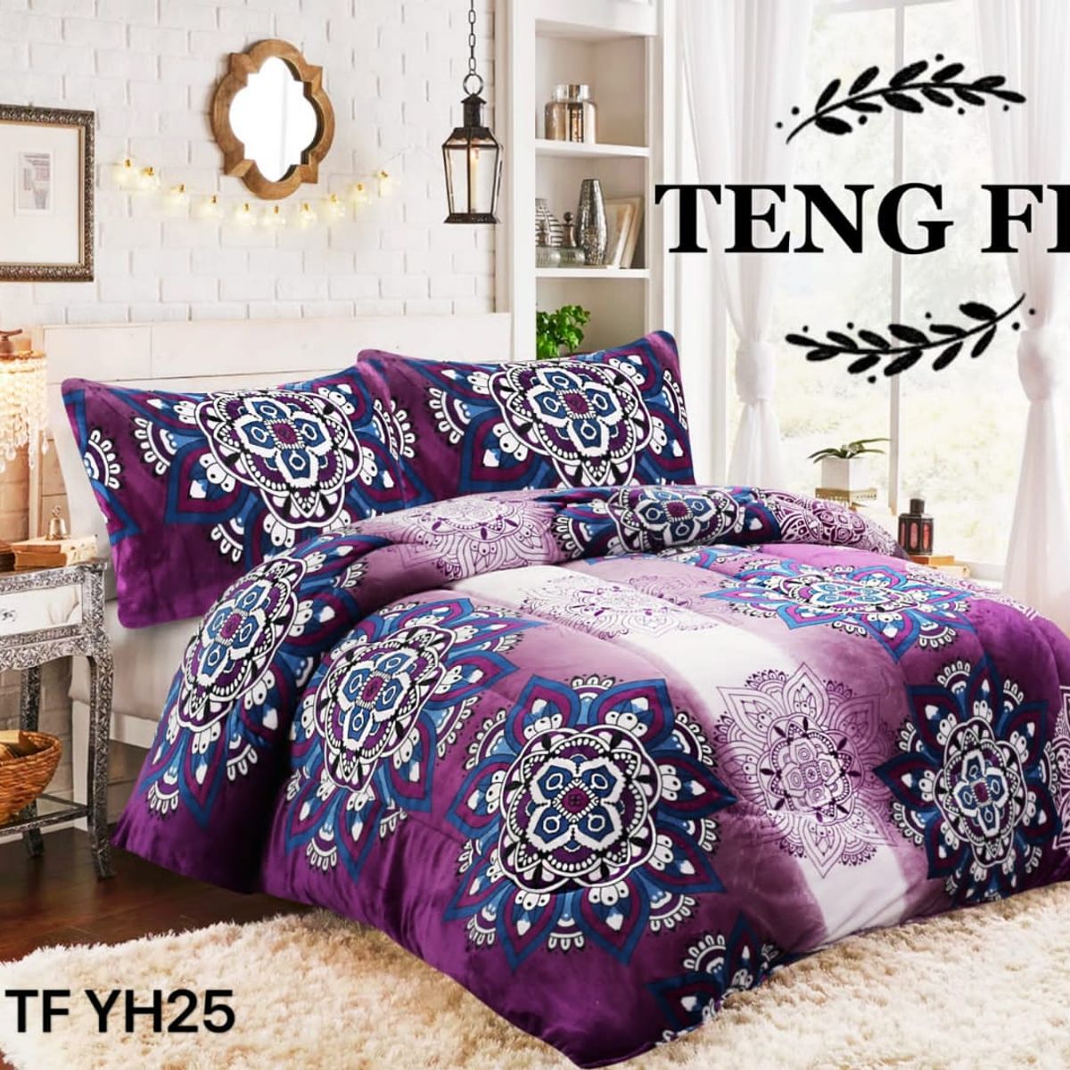 GENERICO - Cubrecama de Invierno Plush con Chiporro 2 P Morado con Diseño TFYH25