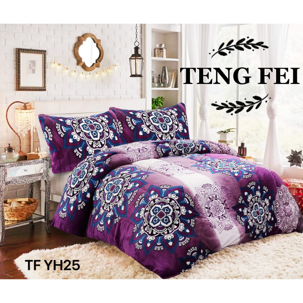 GENERICO - Cubrecama de Invierno Plush con Chiporro 2 P Morado con Diseño TFYH25