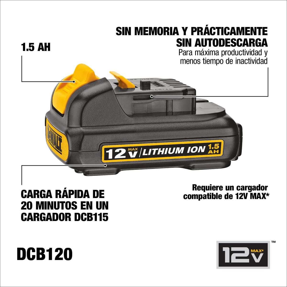 DEWALT - Batería Ion de Litio DEWALT DCB120-B2