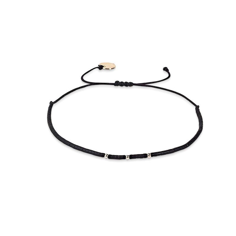 ZAZU - Pulsera negra con mostacillas de plata