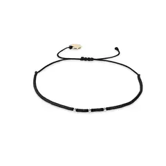 ZAZU - Pulsera negra con mostacillas de plata