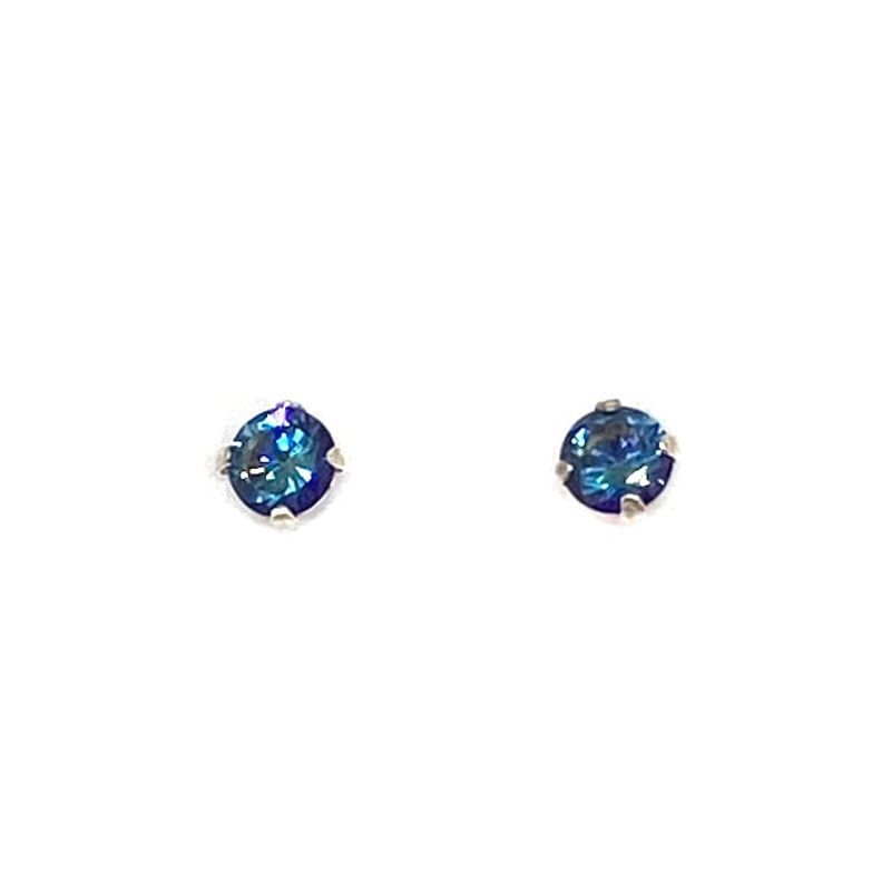ANDREA COGGIOLA JOYAS - Aros Circón Azul Grifas 4mm Plata Fina 925
