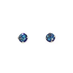 ANDREA COGGIOLA JOYAS - Aros Circón Azul Grifas 4mm Plata Fina 925