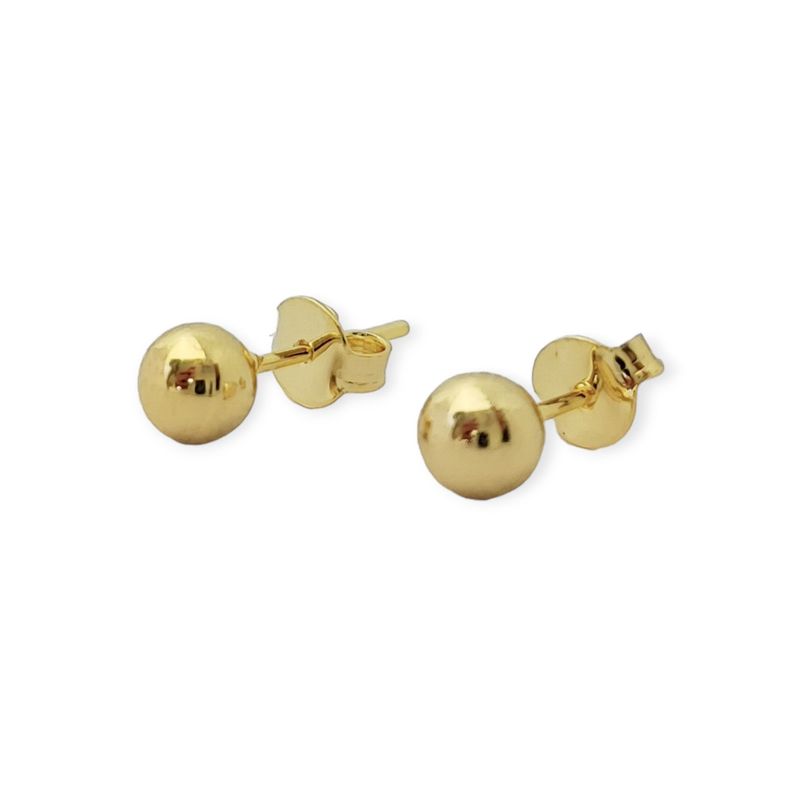 ANDREA COGGIOLA JOYAS - Aros Bola Lisa 5mm Enchapado Oro 18K.-