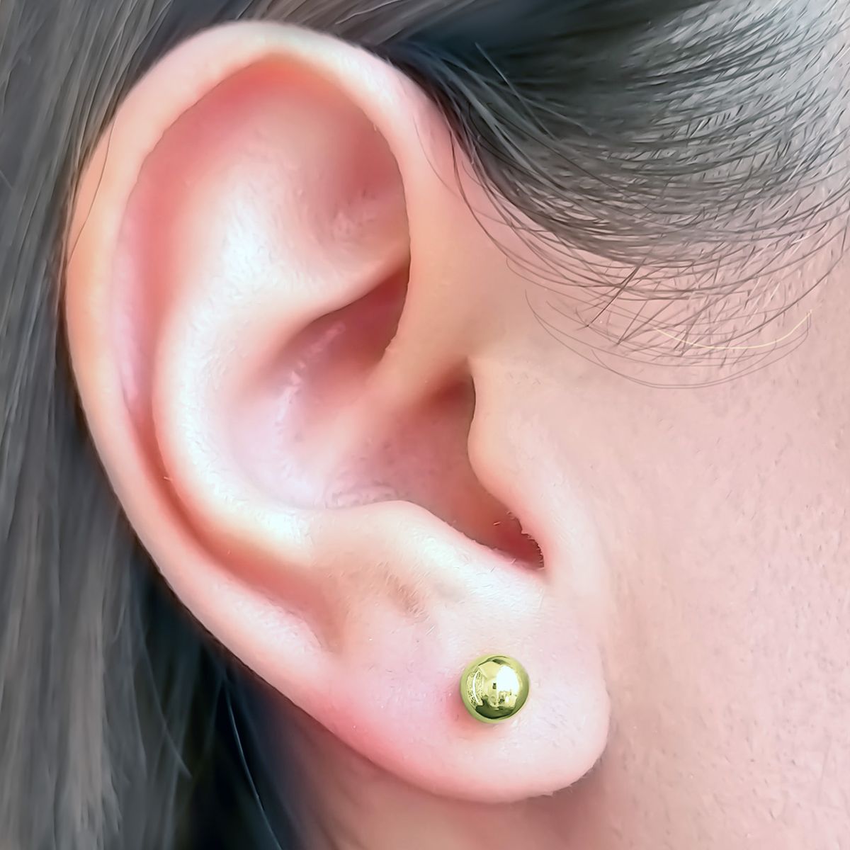 COGGIOLA - Aros Bola Lisa 5mm Enchapado Oro 18K