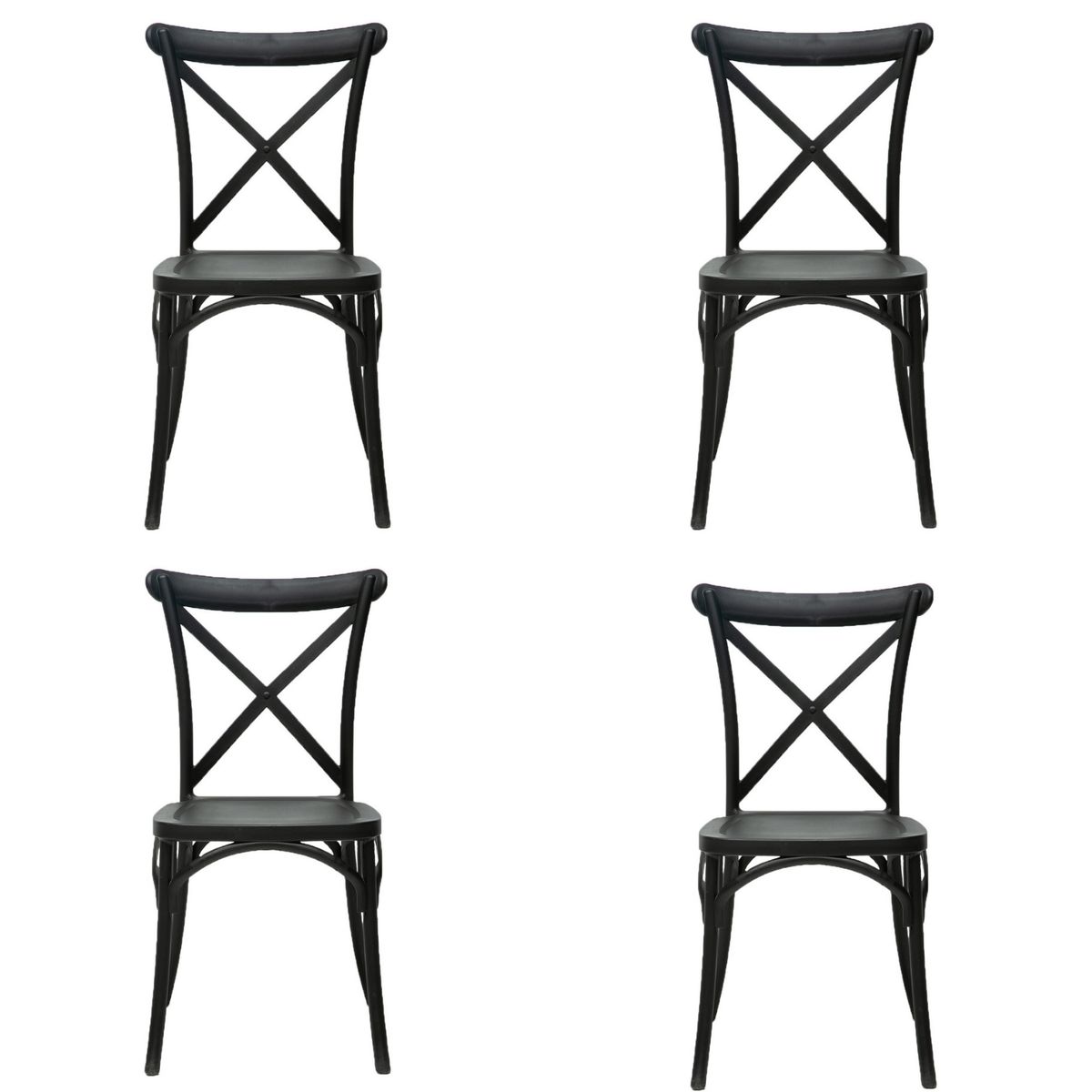 EL BARCO - Silla diseño Crossback Retro Negra - Pack 4 unidades