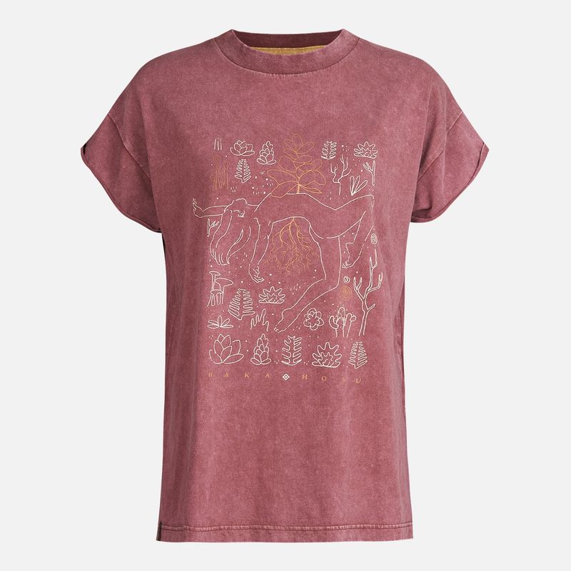 HAKA HONU - Polera Mujer Garza Burdeo Haka Honu