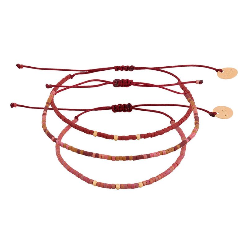ZAZU - Pack Pulseras Terracota y Burdeo con Mostacillas Bañadas en Oro