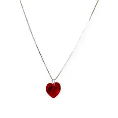 ANDREA COGGIOLA JOYAS - Collar Corazón Cristal Rojo Plata Fina 925