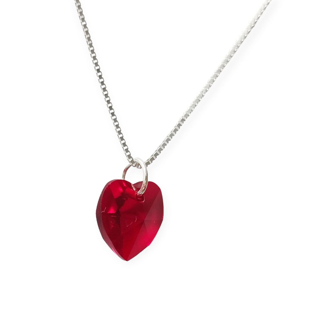 COGGIOLA - Collar Corazón Cristal Rojo Plata Fina 925