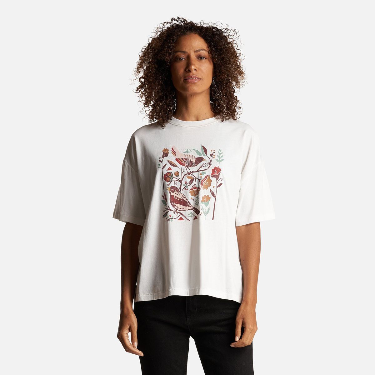 HAKA HONU - Polera Mujer Gorrión Print Blanco Haka Honu