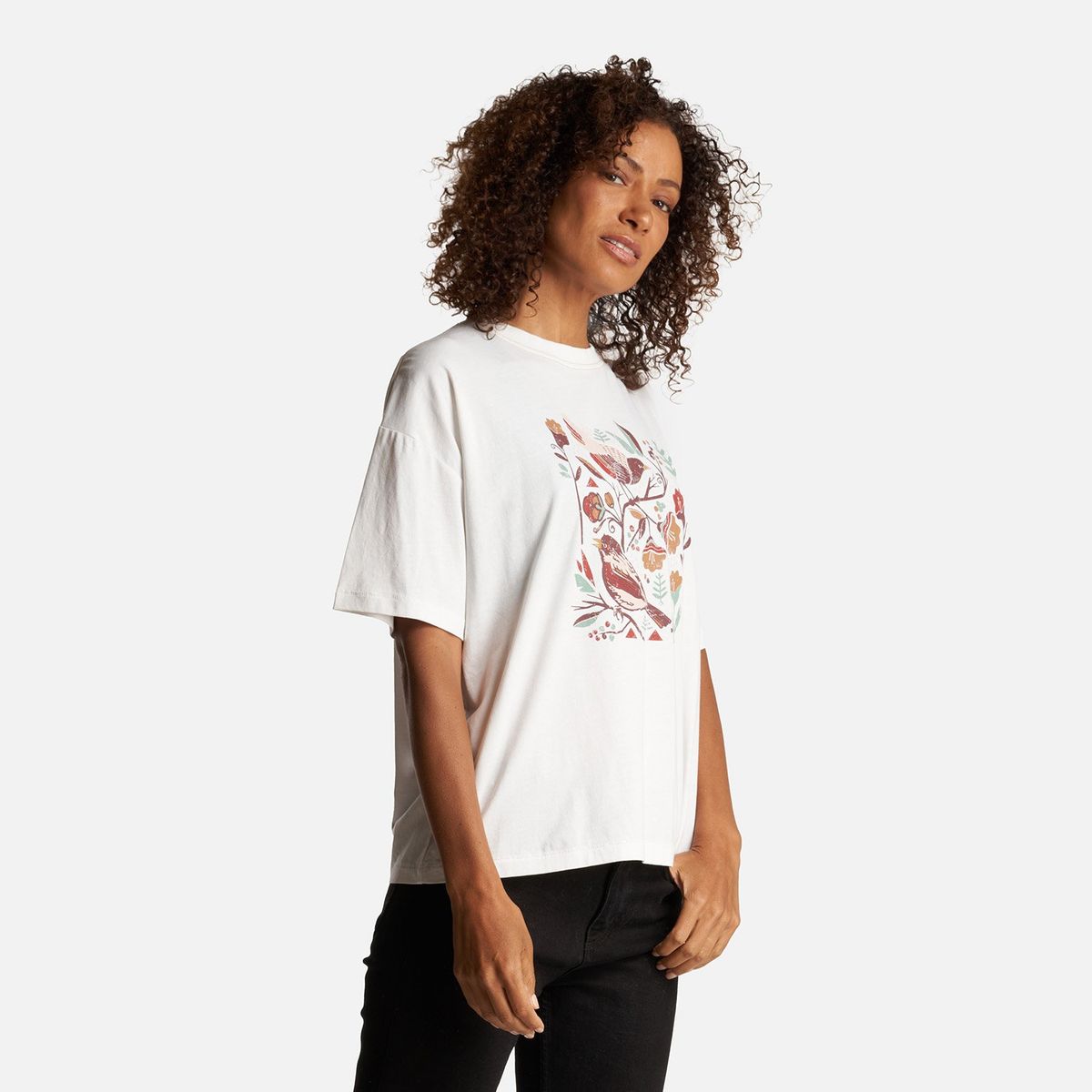 HAKA HONU - Polera Mujer Gorrión Print Blanco Haka Honu