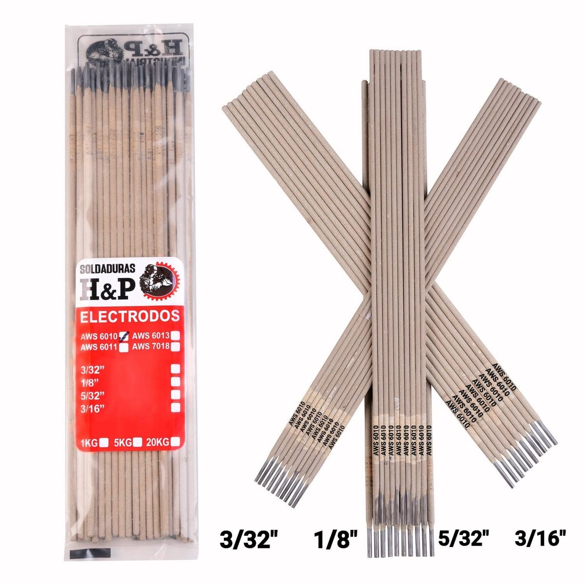 H AND P INDUSTRIAL SOLDADURAS - Electrodo SoldaDura 6010 3/32" Bolsa 1 Kilo H&P