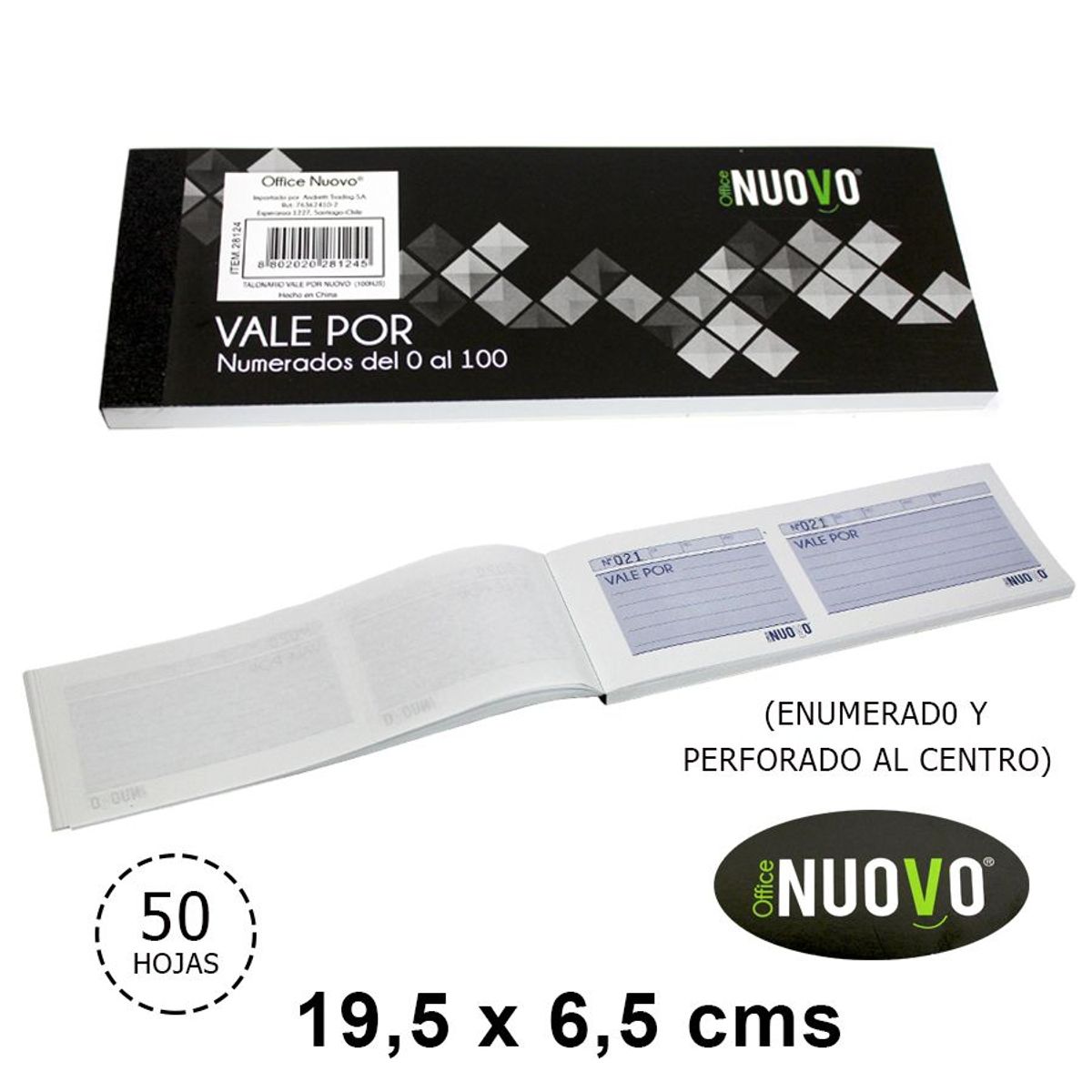 NUOVO - Talonario Vale por color negro