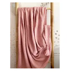MANDIRHOME - Manta Rosada Punto Borlas Esquinas 180x120cms