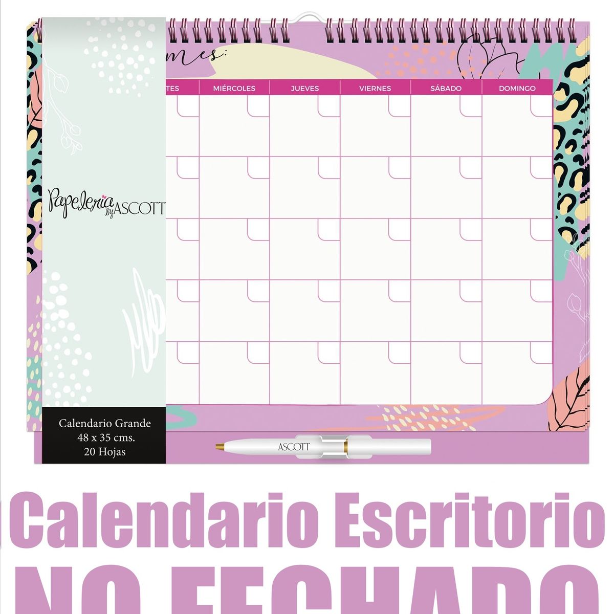 ASCOTT - Calendario Agenda Mensual Con Lapiz Ascott 20hj 48x35cm