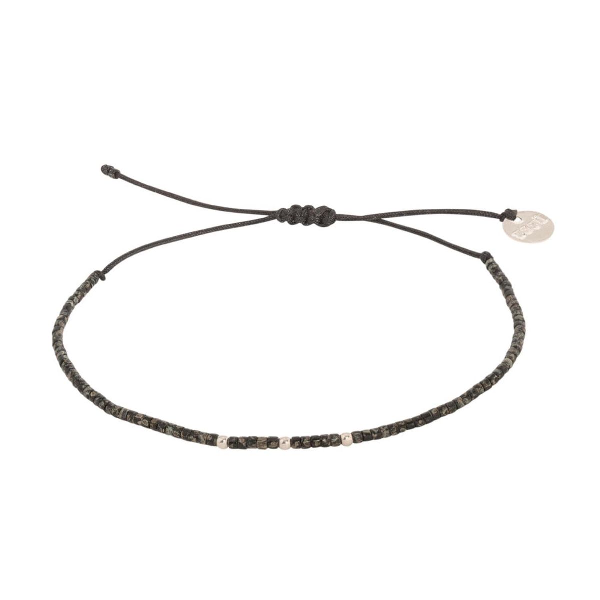 ZAZU - Pulsera Negra Picasso con Mostacillas de Plata