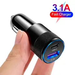 GENERICO - Cargador Auto Carga Rápida Tipo C 18w Y Usb 18w