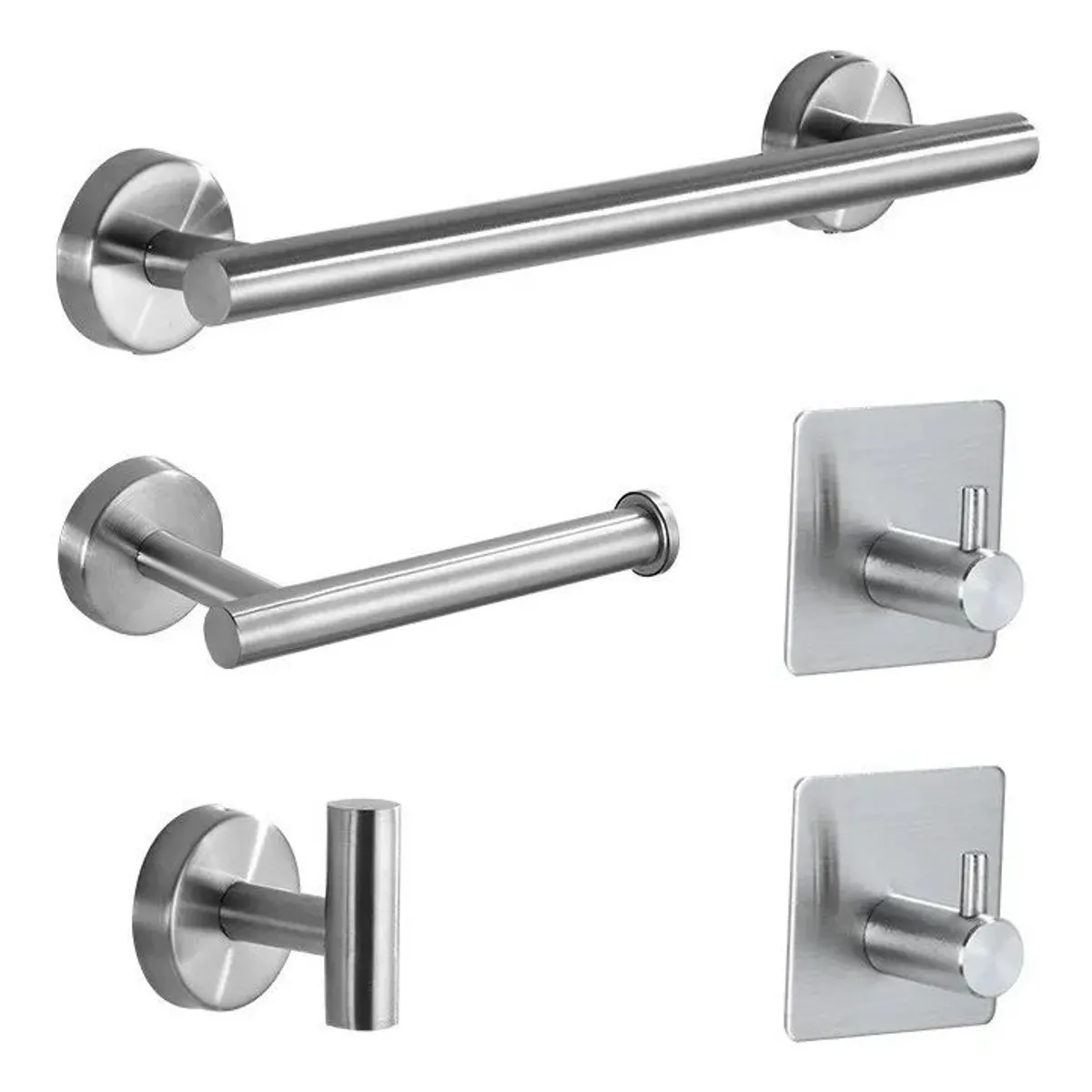 KUANGYE - Set De 5 Accesorios De Baño Acero Inoxidable plata
