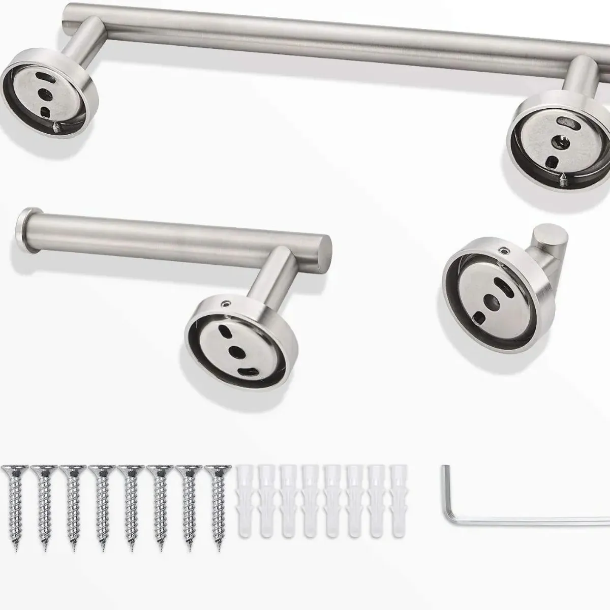 KUANGYE - Set De 5 Accesorios De Baño Acero Inoxidable plata
