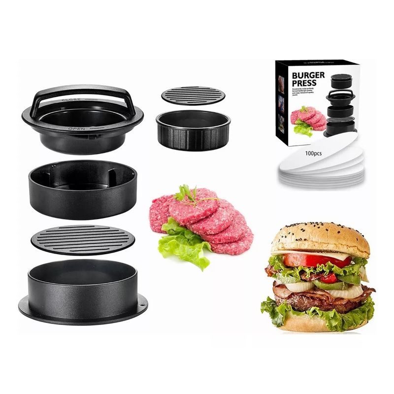 EVERSO - 3 En 1 Prensa Para Carne - Máquina Para Hacer Molde Hamburgu